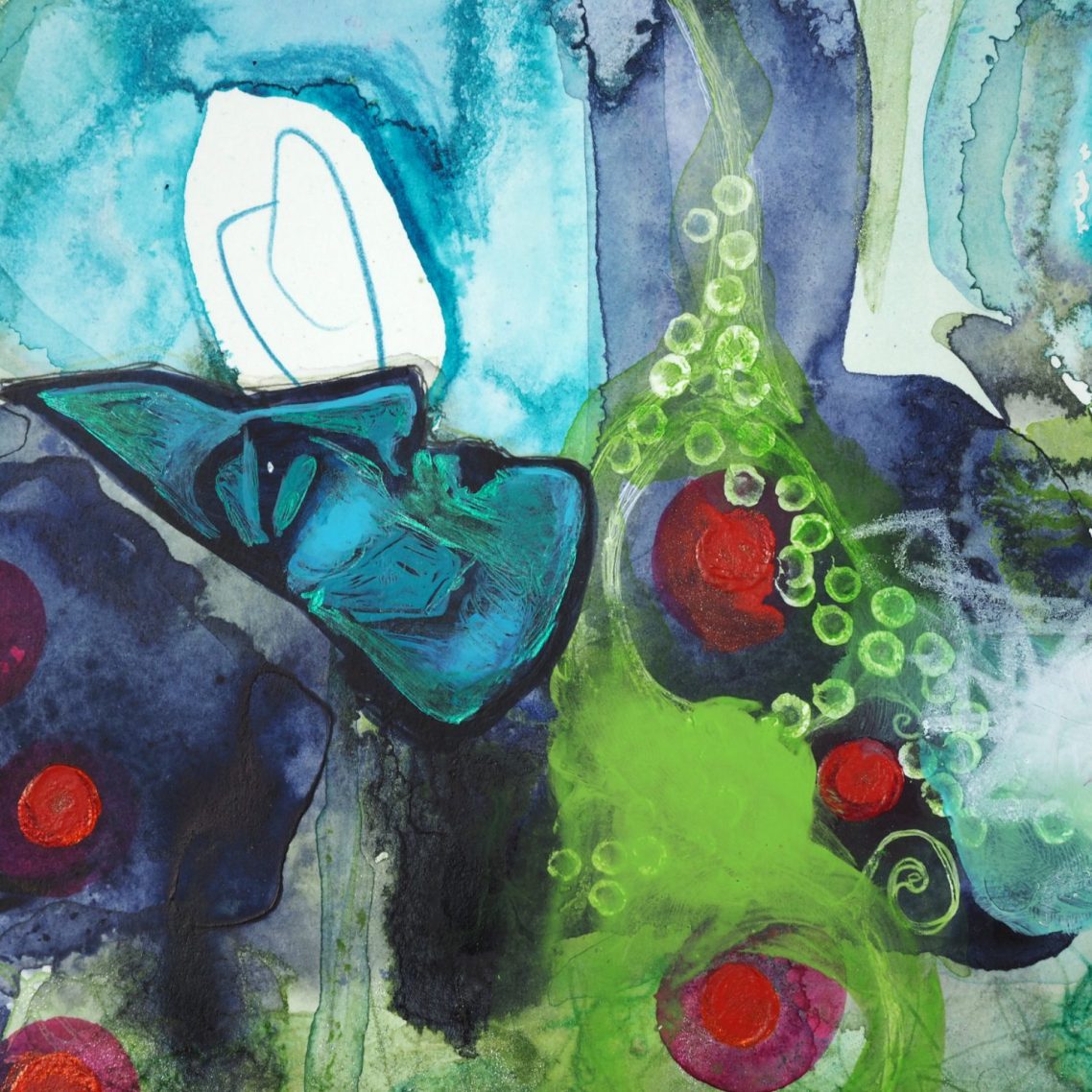 Mixed media portrait with bold colors